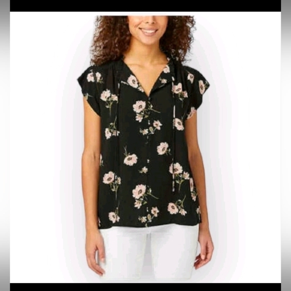 Buffalo David Bitton Floral Viscose Blouse, Black